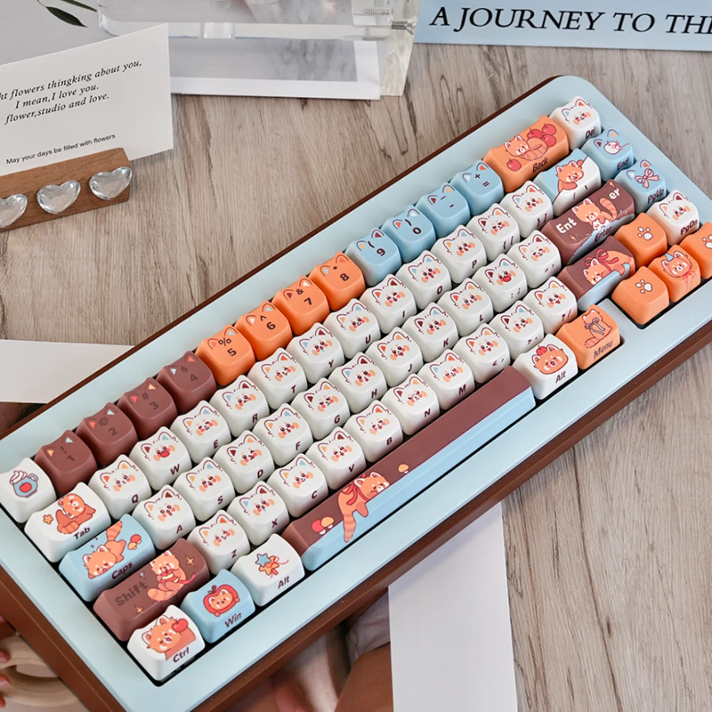 Juego de teclas de oso de tazón pequeño PBT, 128 teclas MAO, tema de mascota marrón, adecuado para teclado mecánico para juegos 60/64/84/98/108, interruptor MX - imagen 5