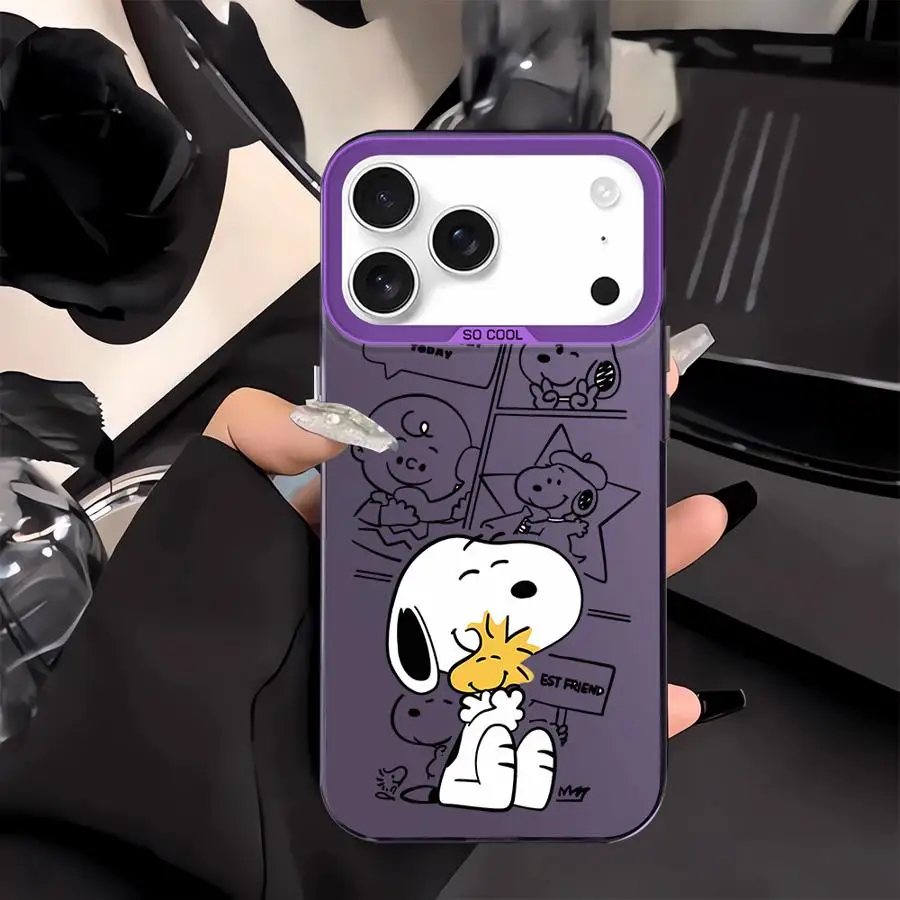 Funda bonita Cretoon S-S-noopyS para iPhone 12 16 17 Pro Max 14 16e 17Air 15 Plus XS XR 11 13 funda trasera para teléfono - imagen 3