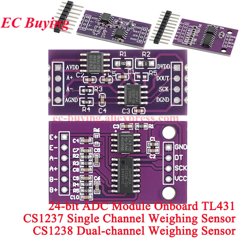 1-5 uds CS1237 módulo ADC de 24 bits Chip de referencia externo TL431 integrado detección de pesaje de un solo canal 24 bits CS1238 de doble canal
