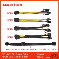 Adaptador PCIe 6+2 a doble 8 pin para tarjeta gráfica