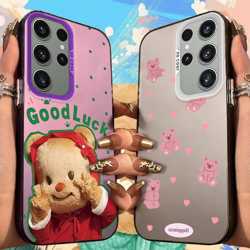 Funda esmerilada de oso mantequilla para Samsung Galaxy S25 S24 S23 S22 Ultra S21 Plus S20 FE A73 A72 A71 A56 A55 A54 A53 A52 cubierta acrílica