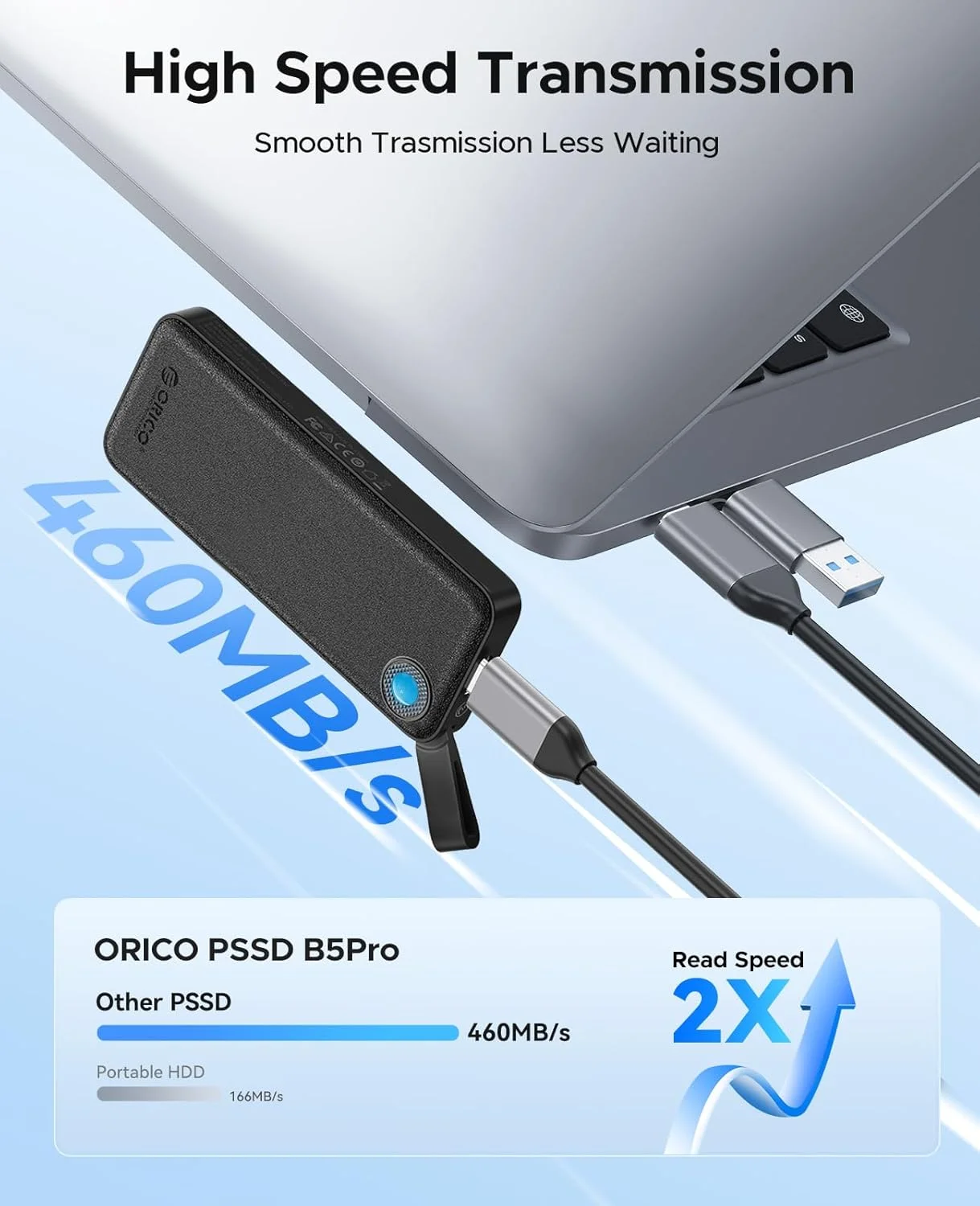 Unidades de estado sólido externas SSD ORICO de 1 TB, diseño delgado compacto con cable USB C y USB A 2 en 1 para teléfono inteligente, PC y tableta - imagen 3