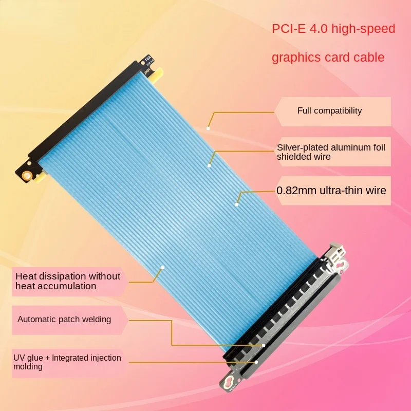 Cable elevador Pcie 4,0 inverso Dual, montaje Vertical GPU Gen4 185mm para ITX A4, carcasa de PC PCIE 4,0 16x plateado, velocidad extrema - imagen 4