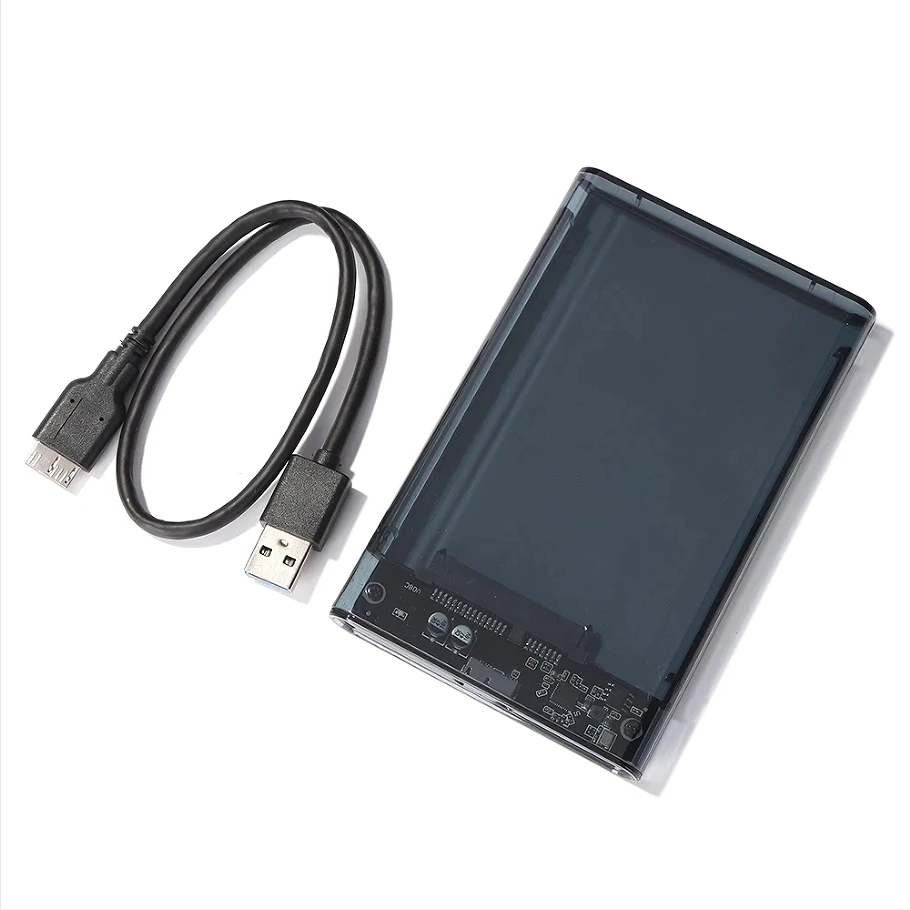 Caja HDD transparente, carcasa HDD de 2,5 pulgadas SSD SATA a USB 3,0 tipo C 3,1, adaptador portátil, caja de disco duro externo sin herramientas