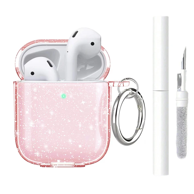 Adecuado para AirPods 4 funda protectora con brillo rosa transparente con brillante con llavero Gor AirPods Pro2 3 hombre y niña - imagen 4