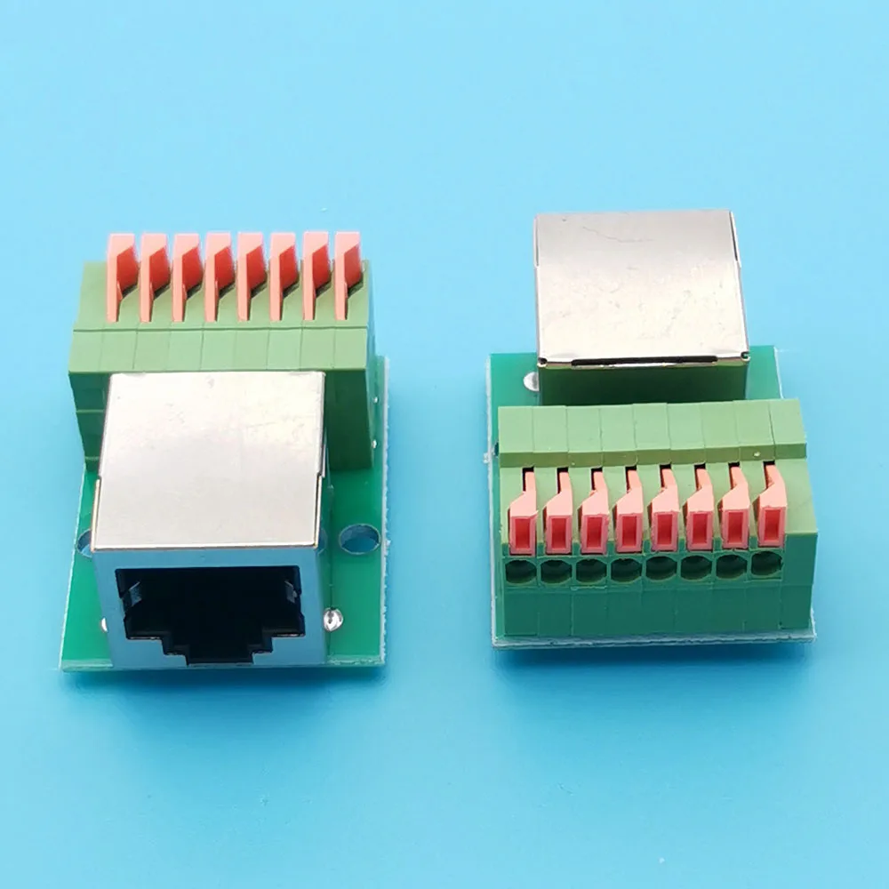 Terminal de puerto de red RJ45 8P, placa adaptadora de datos sin soldadura, conector de terminales de instalación de riel guía de enchufe hembra, 1 ud. - imagen 2