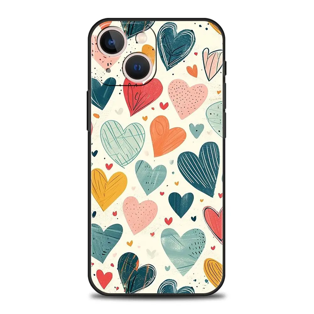 Funda de teléfono colorida con forma de corazón de amor para iPhone 16 13 15 14 12 11 Pro MAX XR X SE XS 7 8 Plus, funda suave de TPU - imagen 2