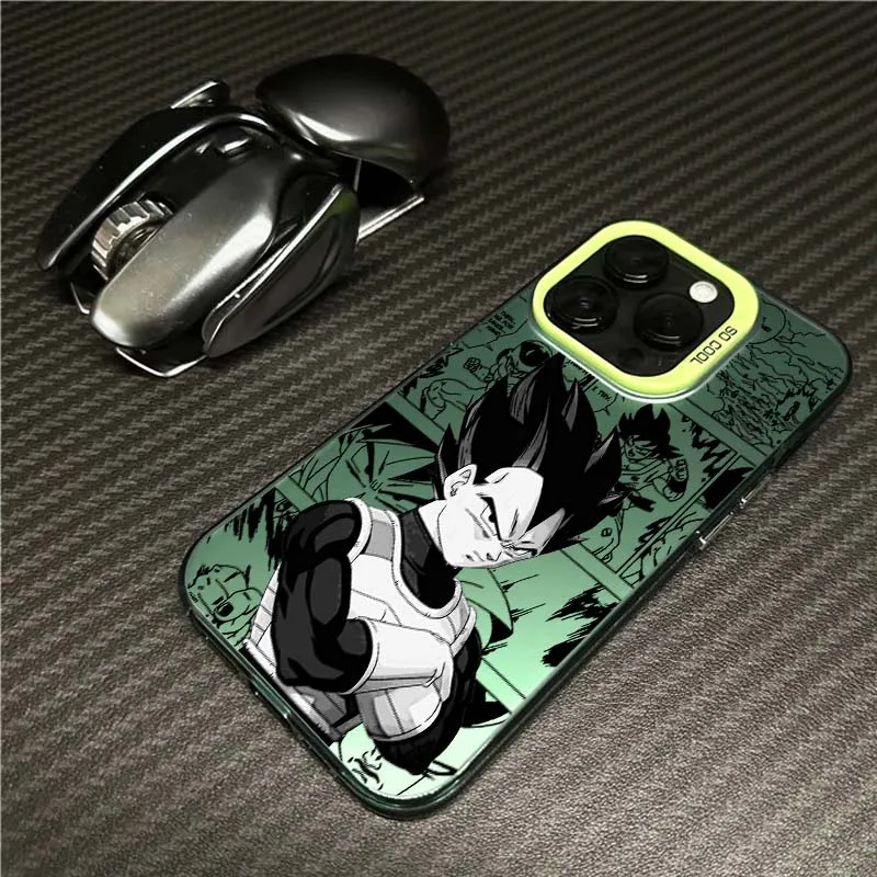 D-Dragon Balls Anime Vegeta funda para iPhone 16 15 14 13 12 11 X Pro Max Plus Mini funda de teléfono plateada colorida - imagen 5