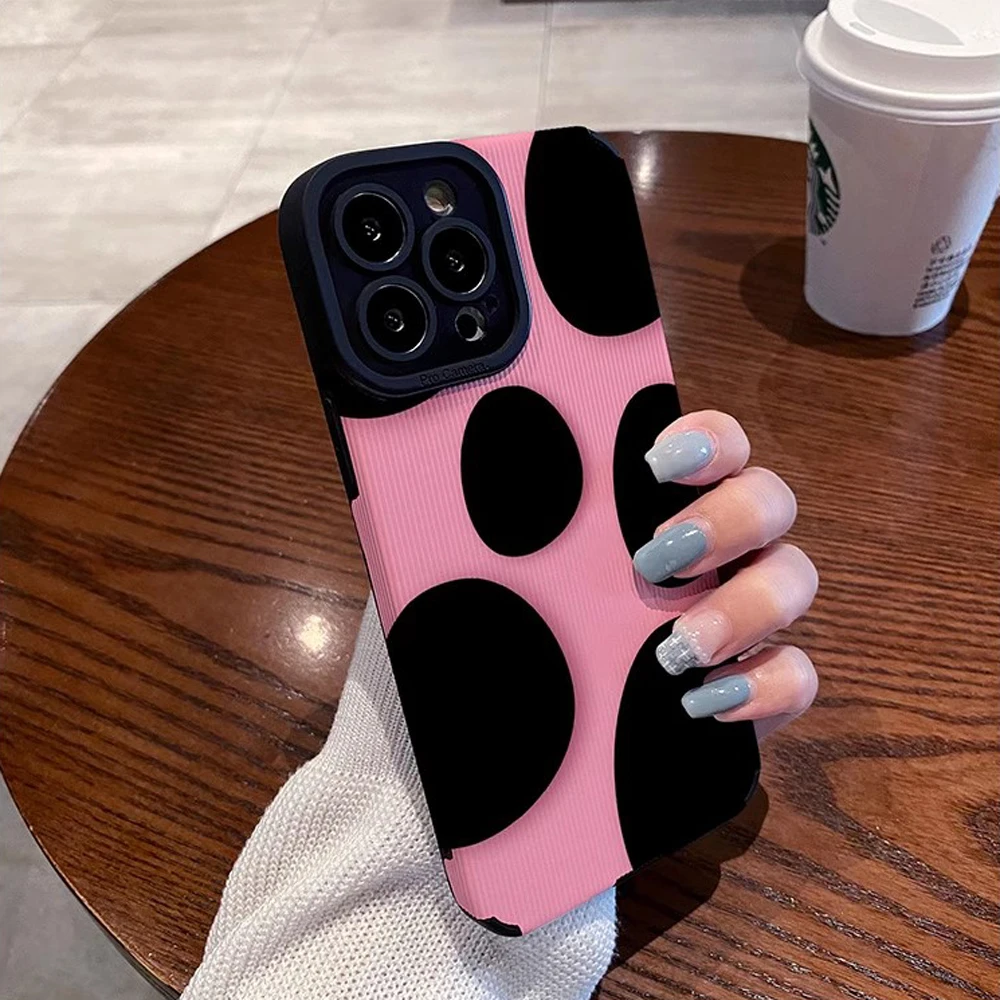 Funda de teléfono de silicona rosa guijarro a la moda para iPhone 13, 15, 14, 12, 16 Pro Max Plus Mini 17 ProMax Air, cubierta completa de cuero a prueba de golpes - imagen 3