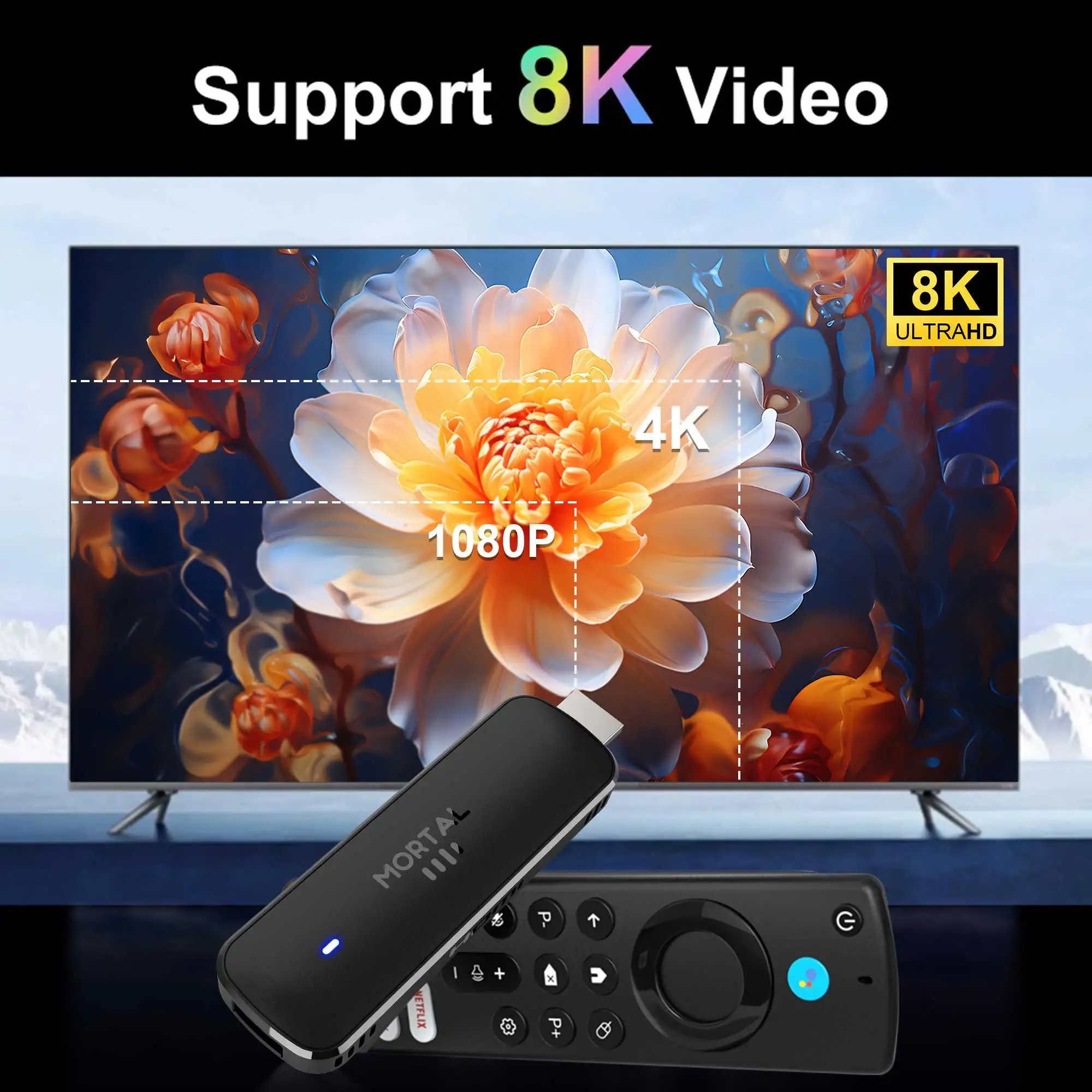 Versión en vivo de Android 14 TV stick wifi6 Sound control TV stick q8 8k video allwinner h313 Netflix youtube TV BOX transmisión gratuita en vivo - imagen 4