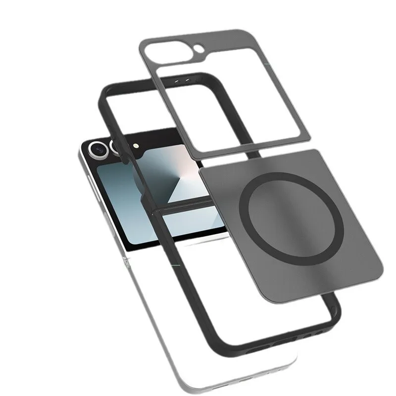 Transparent Matte Magnetic Case For Samsung Galaxy Z flip 7 fe 6 Hinge Protection Translucent Wireless Charging Cover - imagen 5