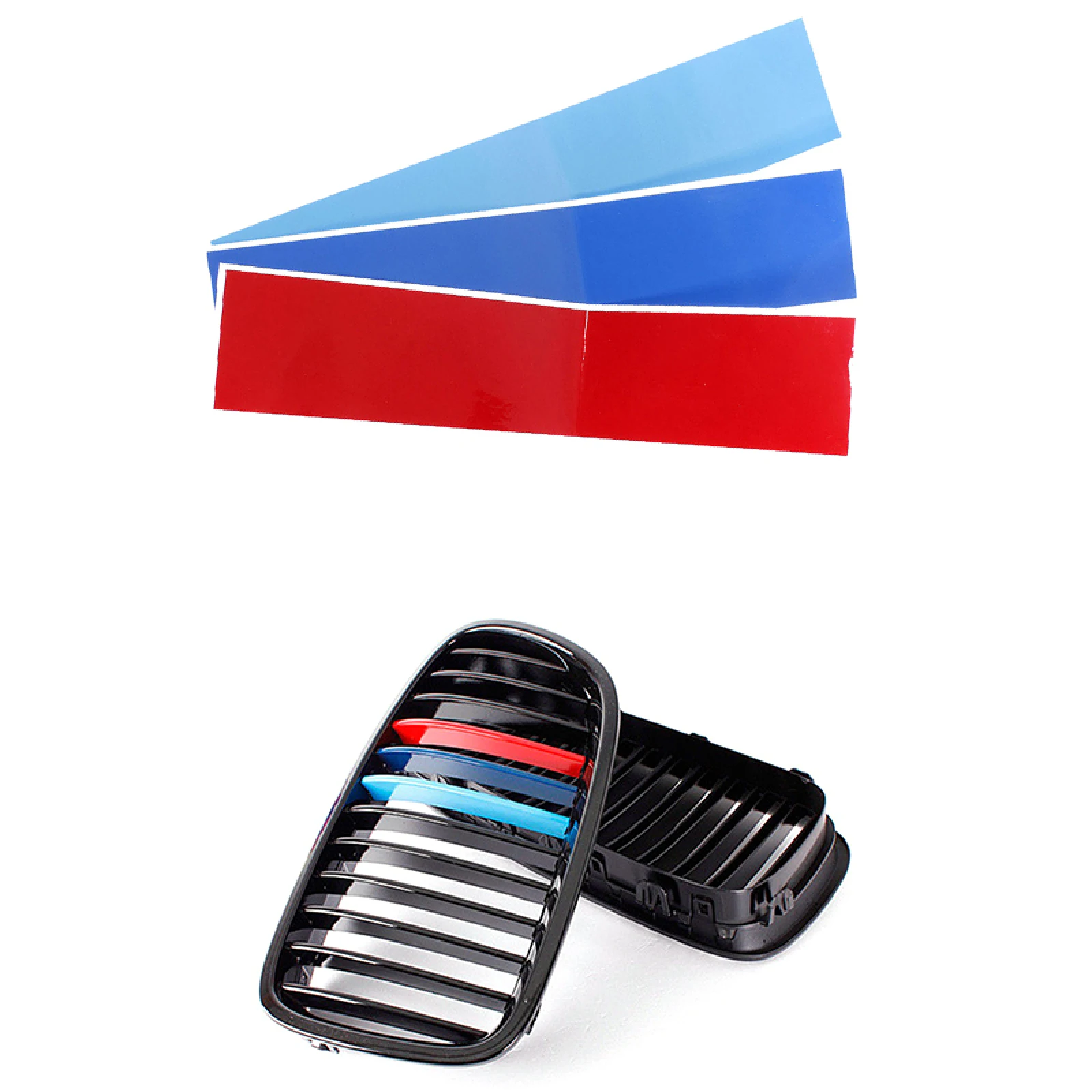 3 colores estilo de coche M raya Color parrilla pegatina para BMW 1 3 5 X1 X3 X5 decoración protectora de rejilla para BMW X1 accesorio para automóvil