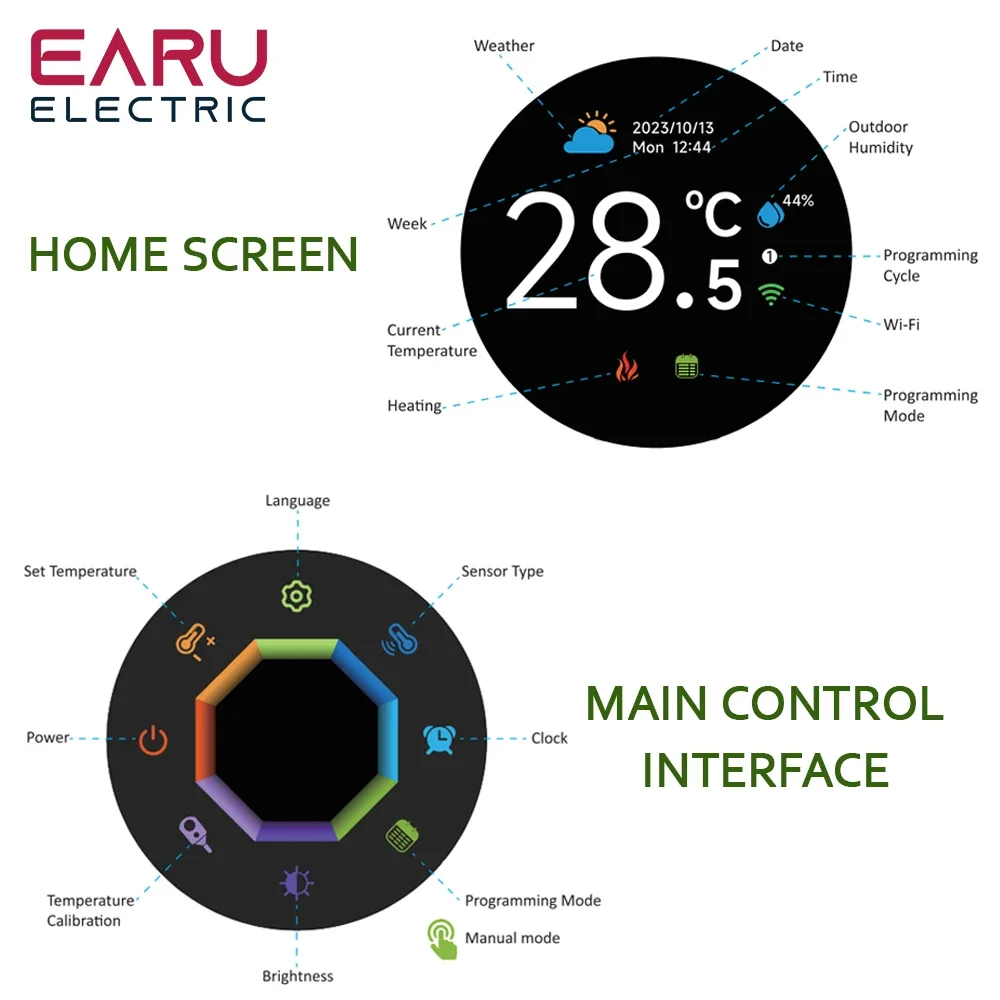 TUYA-termostato con perilla inteligente WiFi para calefacción de suelo, caldera de Gas y agua para el hogar, caldera de Gas y agua programable para Alexa y Google Home - imagen 4