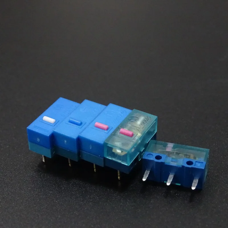 Huano-microinterruptor silencioso transparente de 20m, 50m, 80m, aleación de oro de por vida, carcasa azul, blanco, rosa, azul, puntos, 2 unids/lote por paquete - imagen 2