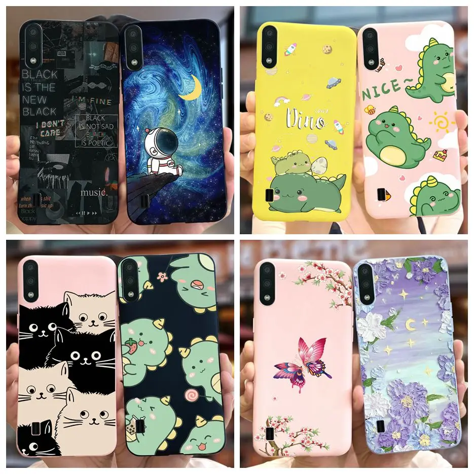 Para Samsung Galaxy A01 funda M01 Popular caramelo pintado contraportada suave TPU funda de teléfono para Samsung A01 Galaxy M01 A 01 Fundas Capa