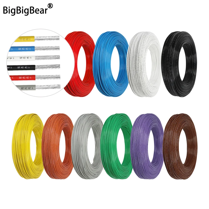 Cable de PTFE UL1332 de 2/5/10m, alta temperatura, 300V AWG 30 28 26 24 22 20 18 16 14, Cable de cobre estañado aislado FEP para impresora 3D - imagen 2