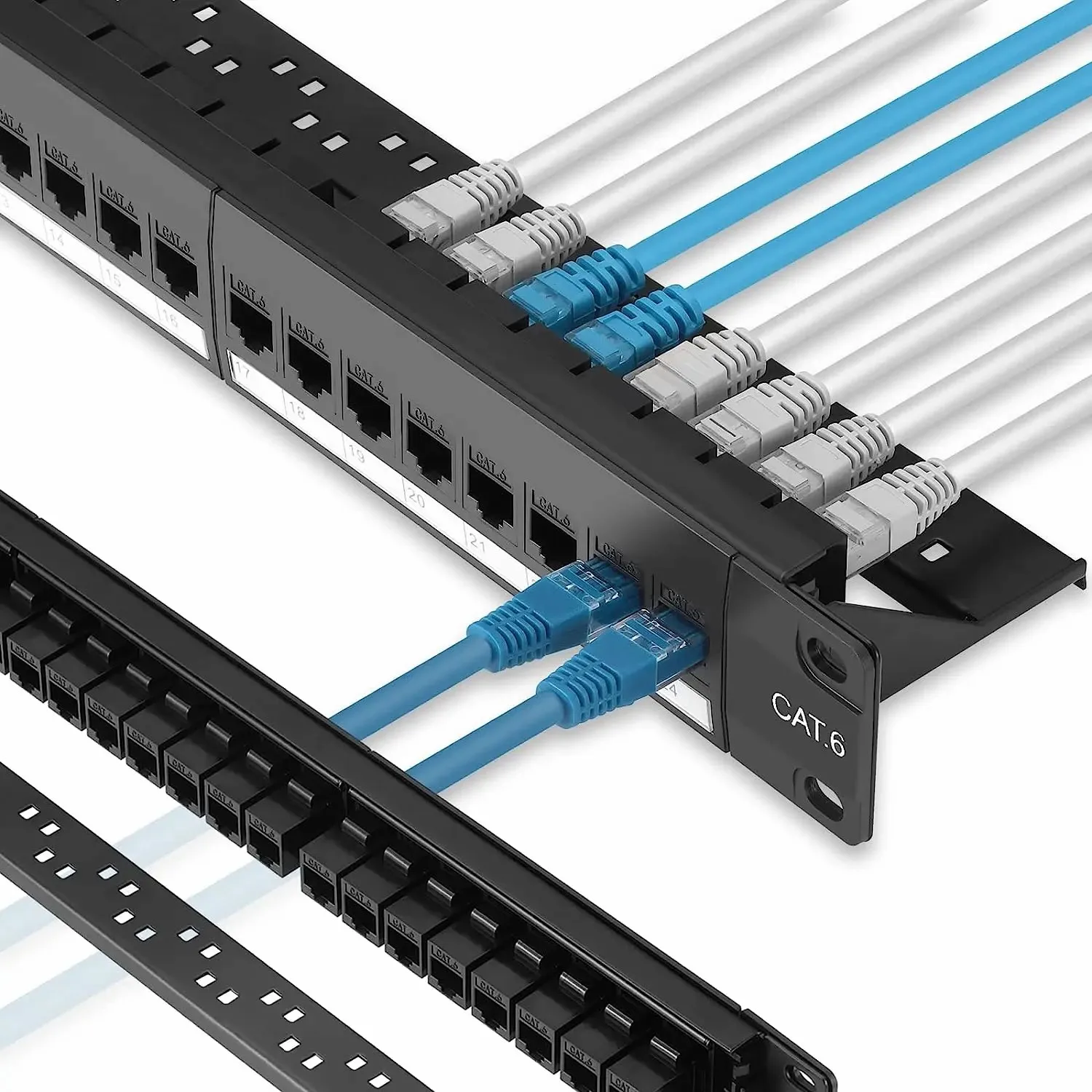 Panel de Conexión RJ45 24 Puertos 10G Cat6a Cat7 19 Pulgadas