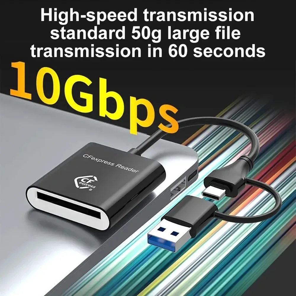 Lector de tarjetas 2 en 1 10Gbps CFexpress tipo B escritor USB3.2 Gen2 USB-C lector de tarjetas CFe para Android WinXP/Vista/7/8/8.1/10/11 Mac - imagen 3