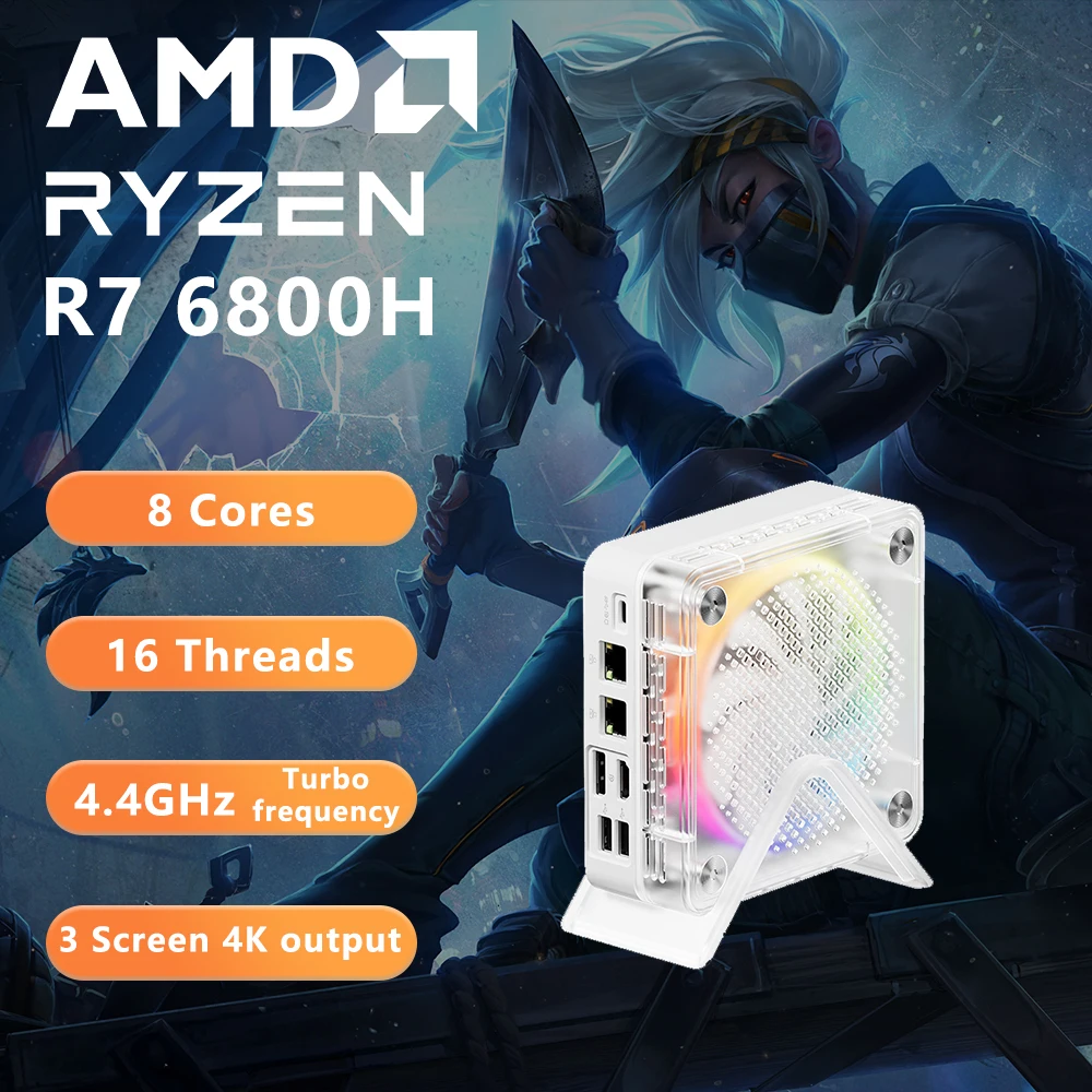 WiFi 6 PC para juegos compatible con DDR5 4800MHz Ram Display ordenador 4K Genmachine R9 7940HS R7 6800H R9 6900HX Mini PC Windows 11 Ryzen - imagen 2
