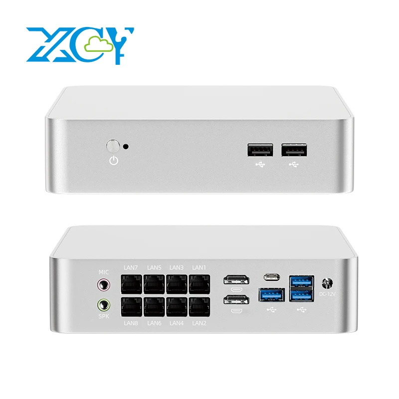 Mini PC Intel Core i7-8705G 8x 2,5G Ethernet USB-C 2x HDMI2.0 2x ranuras DDR4 M.2 SSD 2x COM DB9 RS232/422/485 Win10/11 Linux