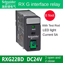 Relé de interfaz Schneider Relé Rxg22bd Rxg23bd Rxg12bd con botón de prueba Relé Rxg24vdc Base de 8 pies