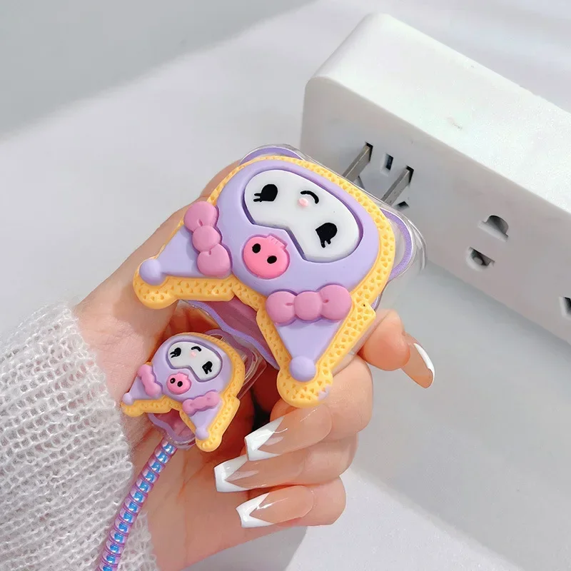 Lindo protector de cables de anime para Kuromi iPhone 18W/20W cubierta protectora del cargador organizador de gestión de cables de dibujos animados - imagen 2