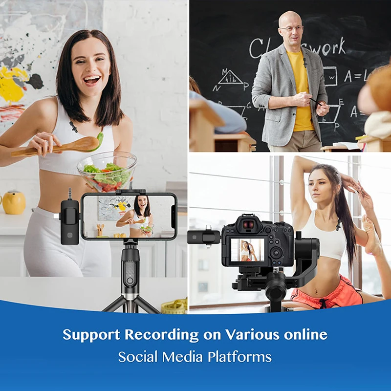 Micrófono Lavalier 3 en 1, micrófono dinámico inalámbrico, grabación de Audio y vídeo, transmisión en vivo, micrófono para juegos para cámara iOS y Android - imagen 4