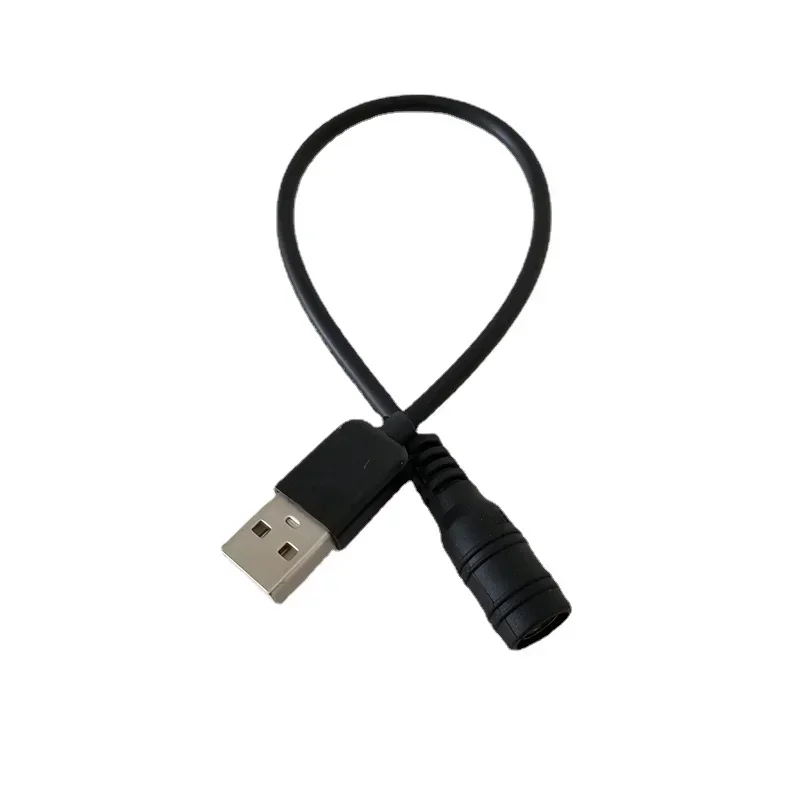 Adaptador convertidor USB tipo A macho a 5,5 x 2,1 mm CC hembra Cable de carga de alimentación negro 30 cm