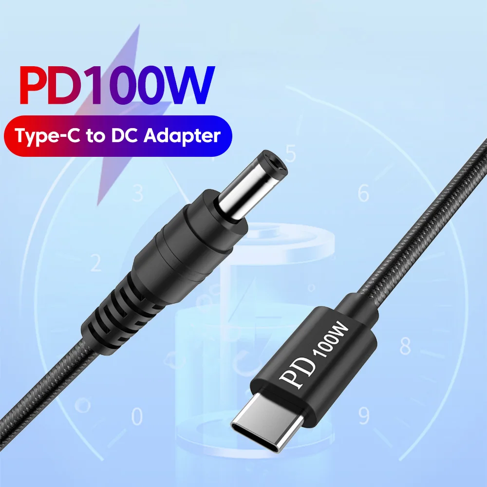 Cable tipo C a CC de 5,5x2,1mm, Cable de carga de alimentación para ordenador portátil de 100W, Cable de carga rápida USB C PD para cargador de energía para portátil Asus Lenovo