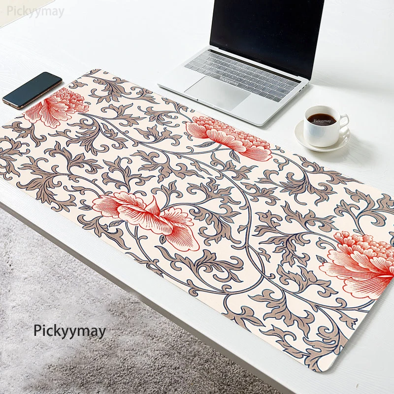 Alfombrilla de ratón de flores para el hogar, alfombrilla de escritorio para teclado de ordenador, suave, antideslizante, para mesa de PC, alfombra grande para ratón
