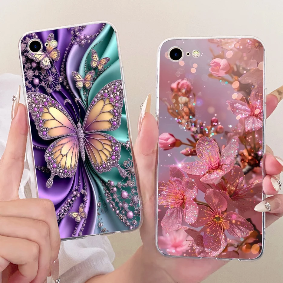 Para Apple iPhone SE 2020 funda iPhoneSE 2022 funda pintada de mariposa de lujo funda de teléfono de silicona suave para iPhone SE 2022 2020 bolsas - imagen 4