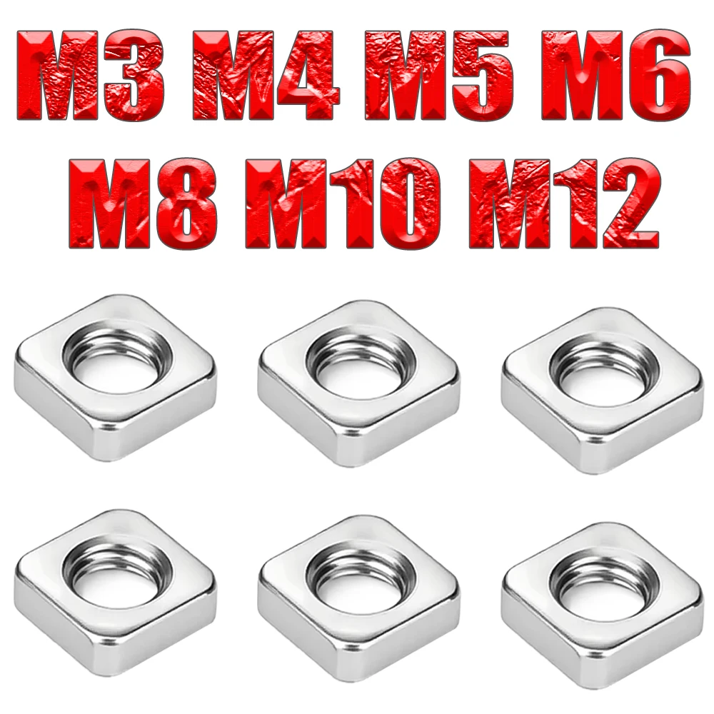 Tuerca cuadrada roscada métrica de acero inoxidable DIN557 304, Tuercas cuadradas de A2-70 de alta calidad M3 M4 M5 M6 M8 M10 M12 - imagen 3