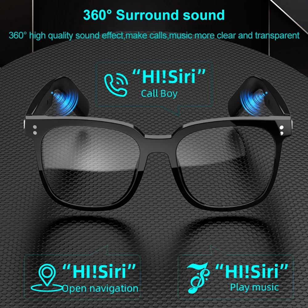 Gafas inteligentes Bluetooth 5,4 micrófono incorporado asistente táctil de voz gafas de música llamadas impermeables gafas de sol Anti-UV - imagen 4