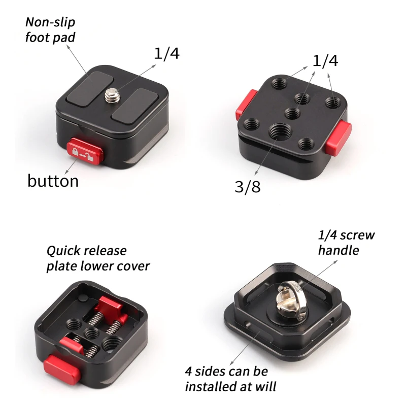 Placa de liberación rápida para trípode, placa QR, adaptador de montaje de cámara, configuración rápida, aleación de aluminio para DSLR, estabilizador de cardán - imagen 3