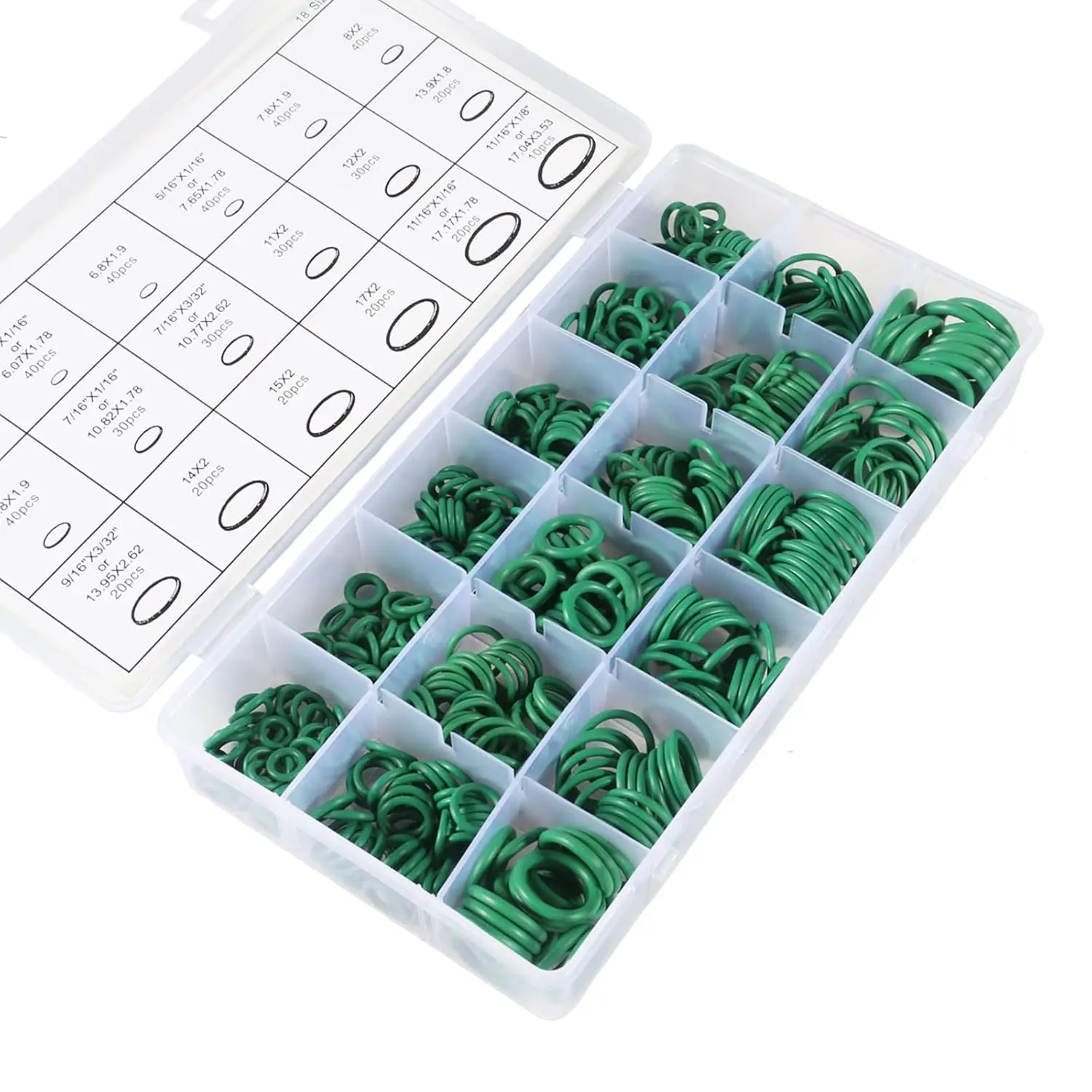 Kit de juntas tóricas de goma, 18 tamaños, junta tórica para reparación de vehículos, Kit surtido de sellos de compresor de aire acondicionado, 530 Uds. - imagen 3