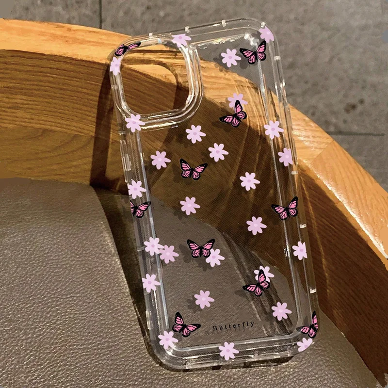 Funda de teléfono con estampado de mariposas de dibujos animados para Vivo Y17s Y78 Y77 Y36 Y35 V40 V29 V27 S15 4G 5G Pro Airbag cubierta trasera transparente anticaída - imagen 5
