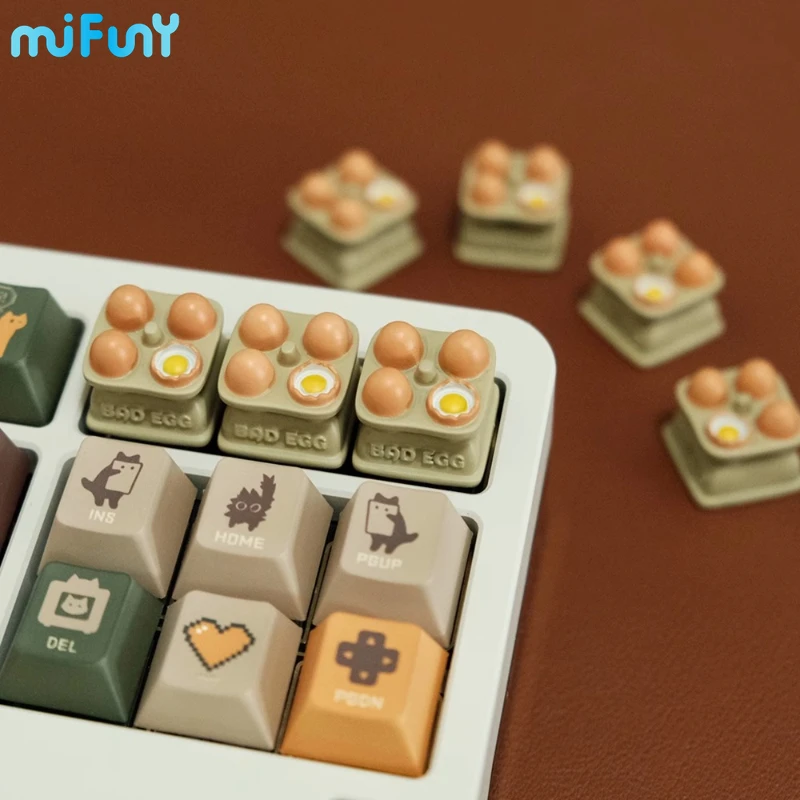 Tapa de llave de huevo de resina 3D artesanal, Linda tapa de teclado Original de dibujos animados, teclas personalizadas para teclado mecánico, accesorios de regalo