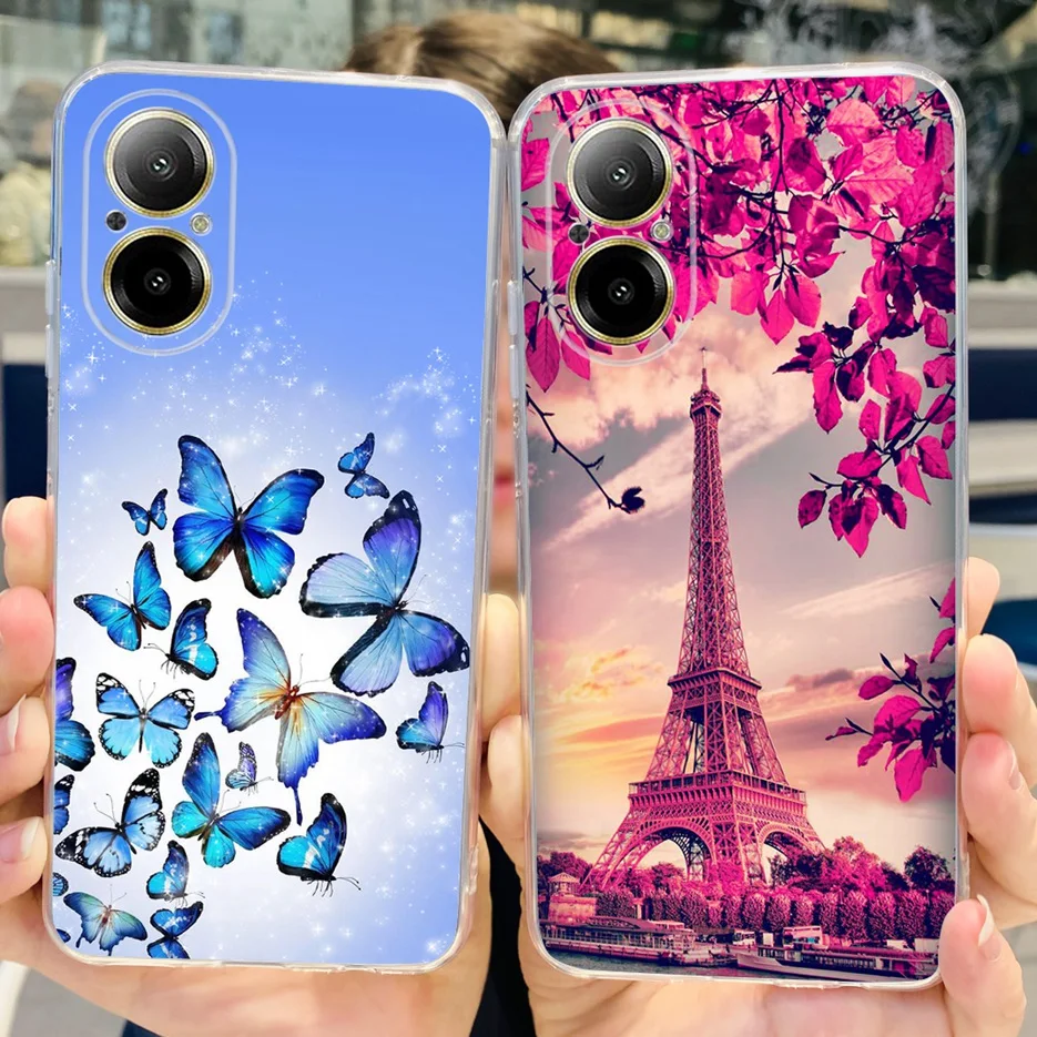 Para Realme C67 4G funda RMX3890 lindo gato mariposa cubierta pintada funda de teléfono de silicona suave para Realme C67 C 67 RealmeC67 4G parachoques - imagen 4