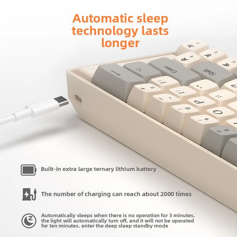 Teclado mecánico inalámbrico para juegos 2,4g Bluetooth USB gamer teclado sem fio mecanico tastiera meccanica 60% mini teclado de pc - imagen 2