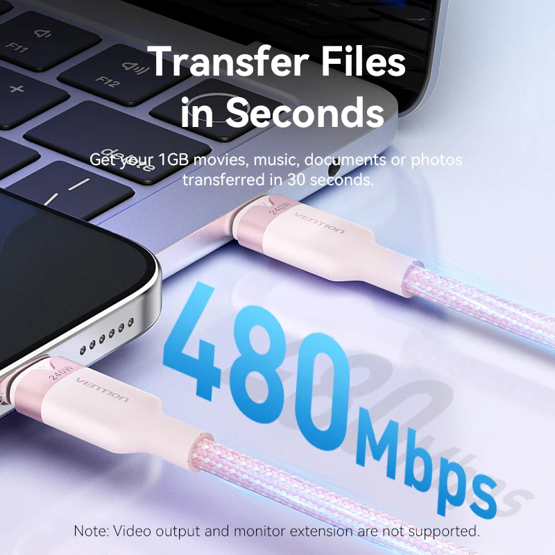 Vention Cable USB tipo C de 240W Cable de carga rápida tipo C PD 3,1 para iPhone 16 15 Pro Max Samsung Xiaomi Macbook iPad carga rápida - imagen 4