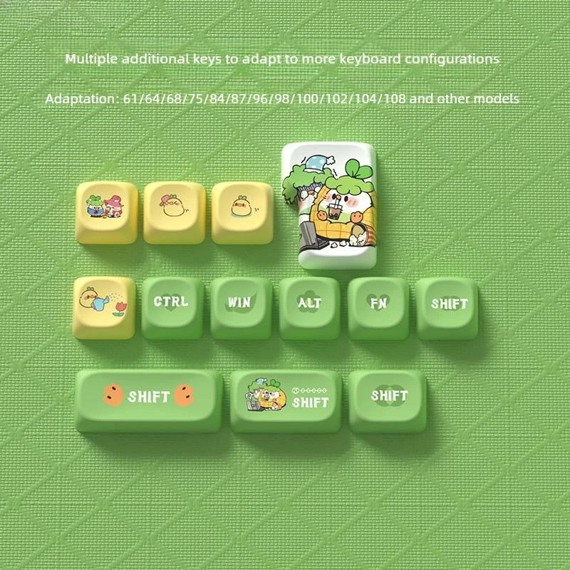 Teclas de pollo pequeño perfil MOA 121 teclas PBT 5 caras DYE-SUB lindos animales de dibujos animados Keycap para teclado mecánico MX Switch - imagen 2