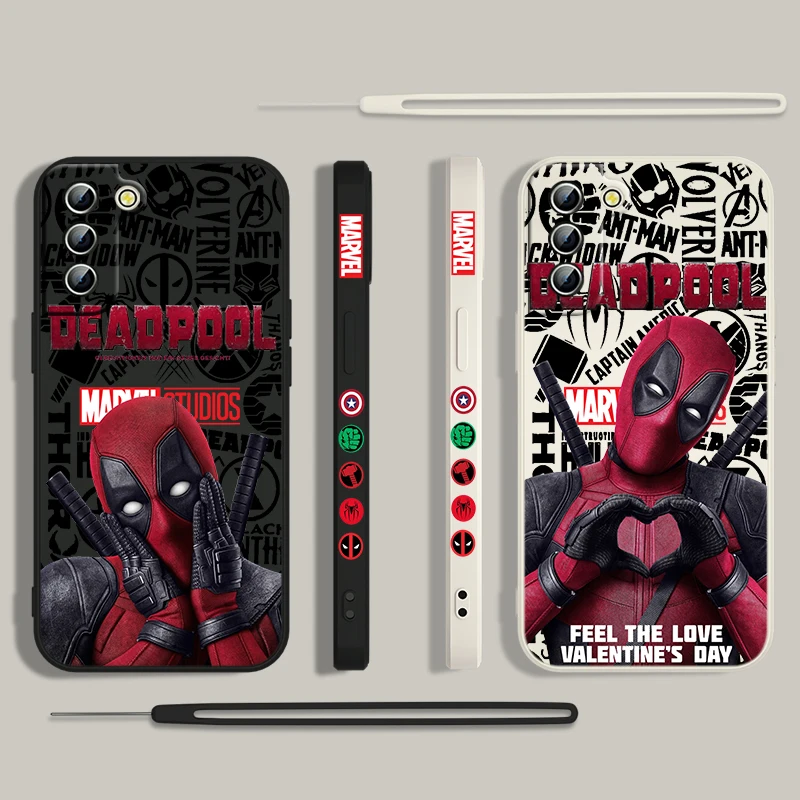Funda de teléfono de superhéroe de Marvel Deadpool para Samsung Galaxy S24, S23, S22, S21, S20 Pro, FE Plus, funda de cuerda izquierda Ultra líquida - imagen 2