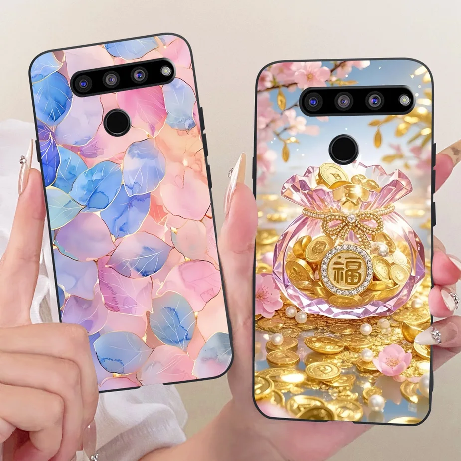 Para LG V50 ThinQ 5G funda LM-V500N lazo de lujo flores cubierta pintada para LG V50s ThinQ 5G funda de silicona suave para LG V40 ThinQ bolsas - imagen 5