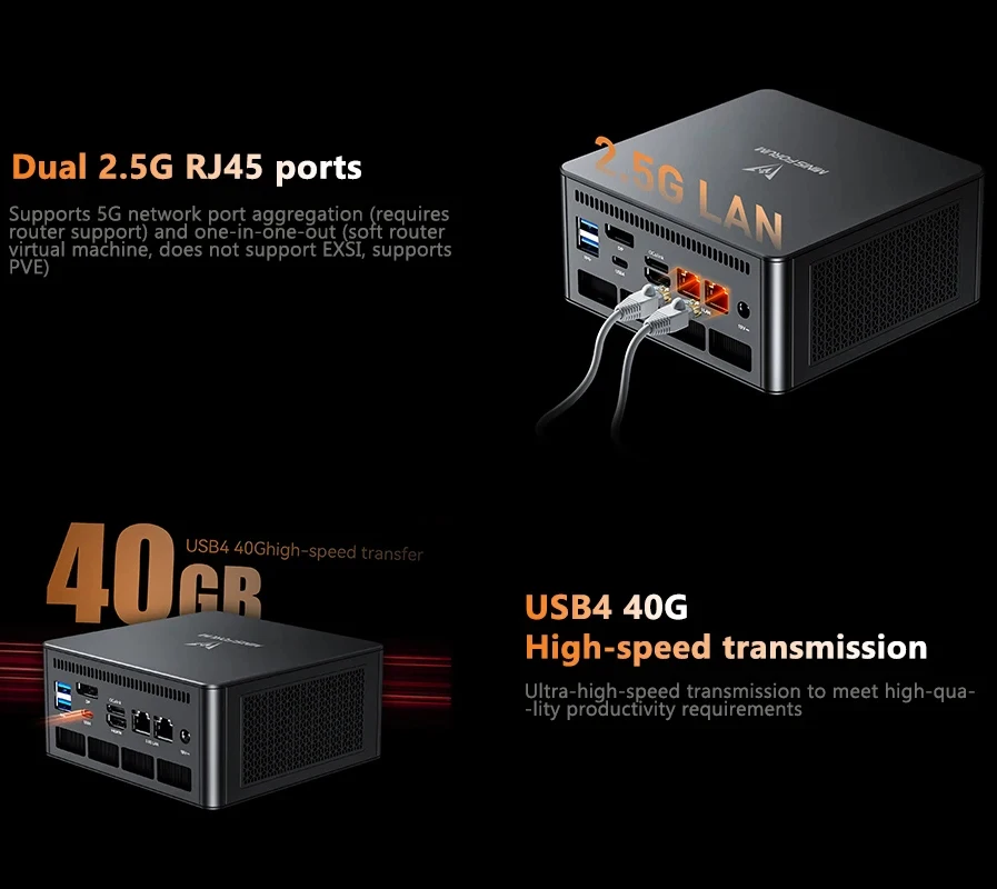 Mini PC para juegos MINISFORUM UM890 UM790 XTX AMD Ryzen 9 8945HS 8845HS 2 * USB4 2 * DDR5 2*2,5G NUC Oculink Dock ordenador de oficina WiFi6 - imagen 4