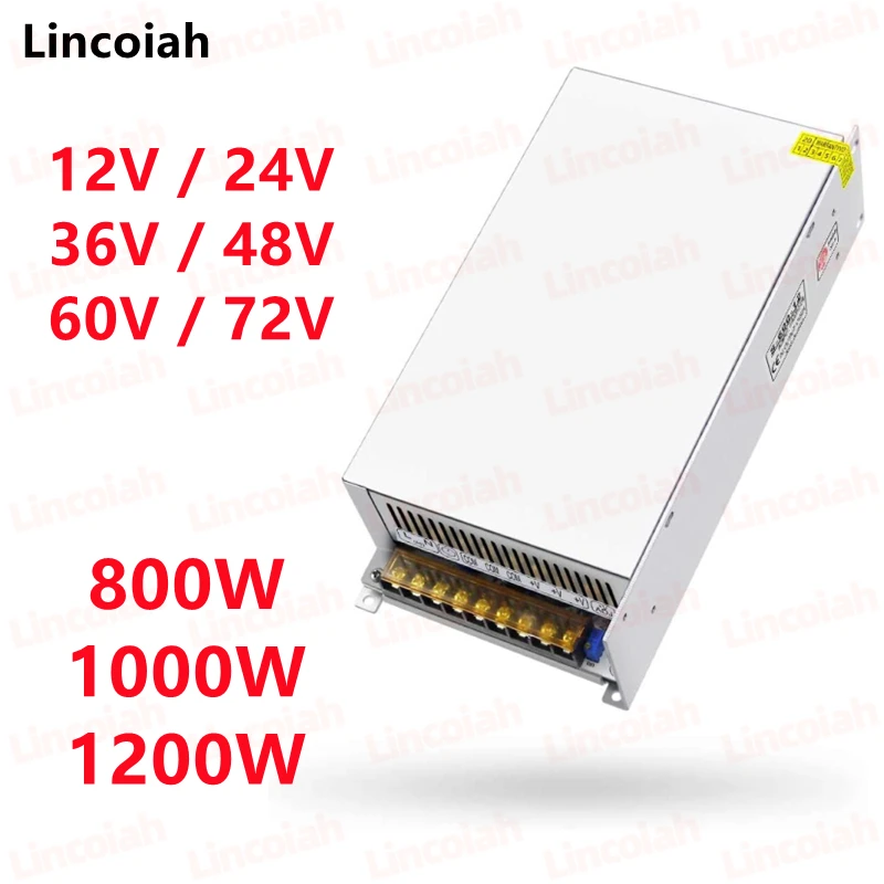 Fuente Alimentación Conmutada 1200W/1000W/800W CC 12V 24V 36V 48V 60V 72V CA 100-240V SMPS CNC Voltaje Ajustable Motor LED Stirp - Vista principal del producto