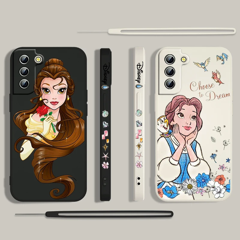 Funda de teléfono de La Bella y La Bestia para Samsung Galaxy, carcasa Ultra líquida con cuerda izquierda, S24, S23, S22, S21, S20 Pro FE Plus