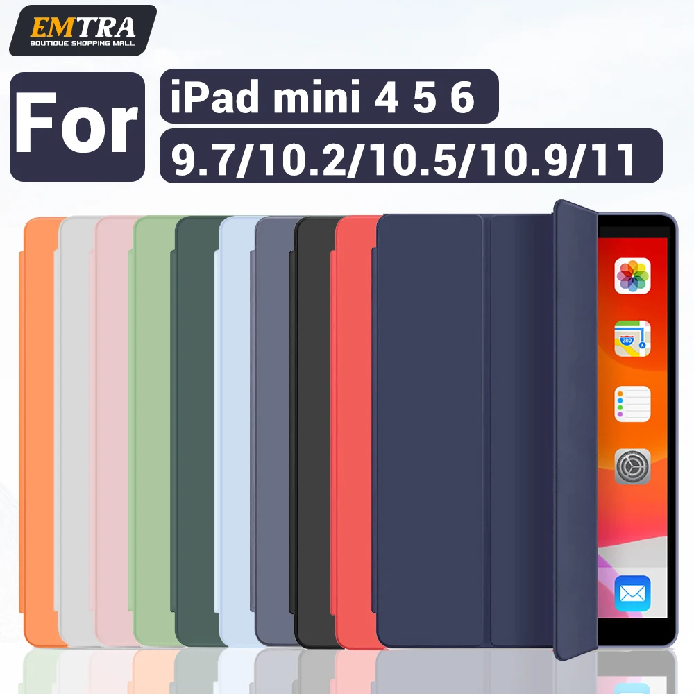 EMTRA-funda para iPad 2021 Mini 5 6 generación, Funda transparente de silicona PU para iPad Pro 11 2018 9,7 5 6th Air 2 3 10,5