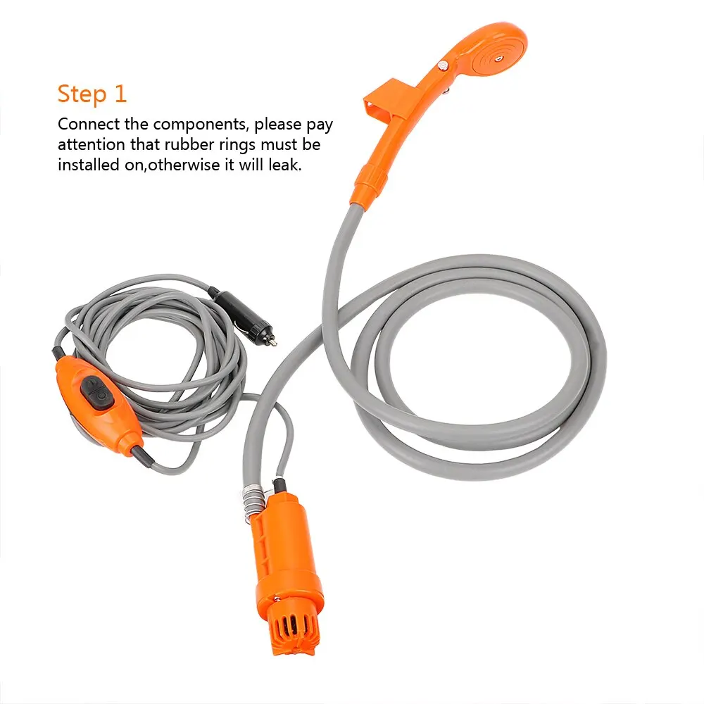 Herramienta de limpieza, ducha portátil para coche, lavadora de coche de 12V CC, ducha de viaje para acampar al aire libre con encendedor de cigarrillos, accesorios de lavado de coches - imagen 5