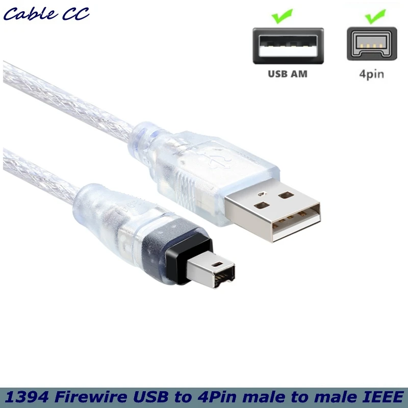USB macho a Firewire IEEE 1394 Cable adaptador iLink macho de 4 pines Cable Firewire 1394 para SONY DCR-TRV75E DV