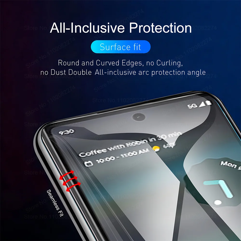 4 Uds Protector de pantalla de cubierta completa película de hidrogel para Google Pixel 8 7 6 Pro 7A 6A Protector de pantalla películas protectoras suaves no de vidrio - imagen 5